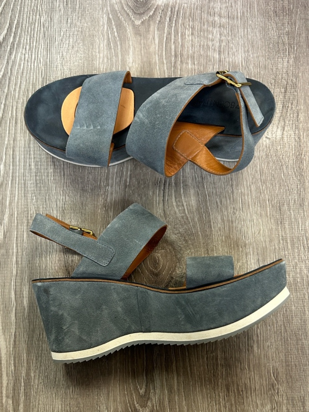 275 Central Suede Wedge Sandals Blue